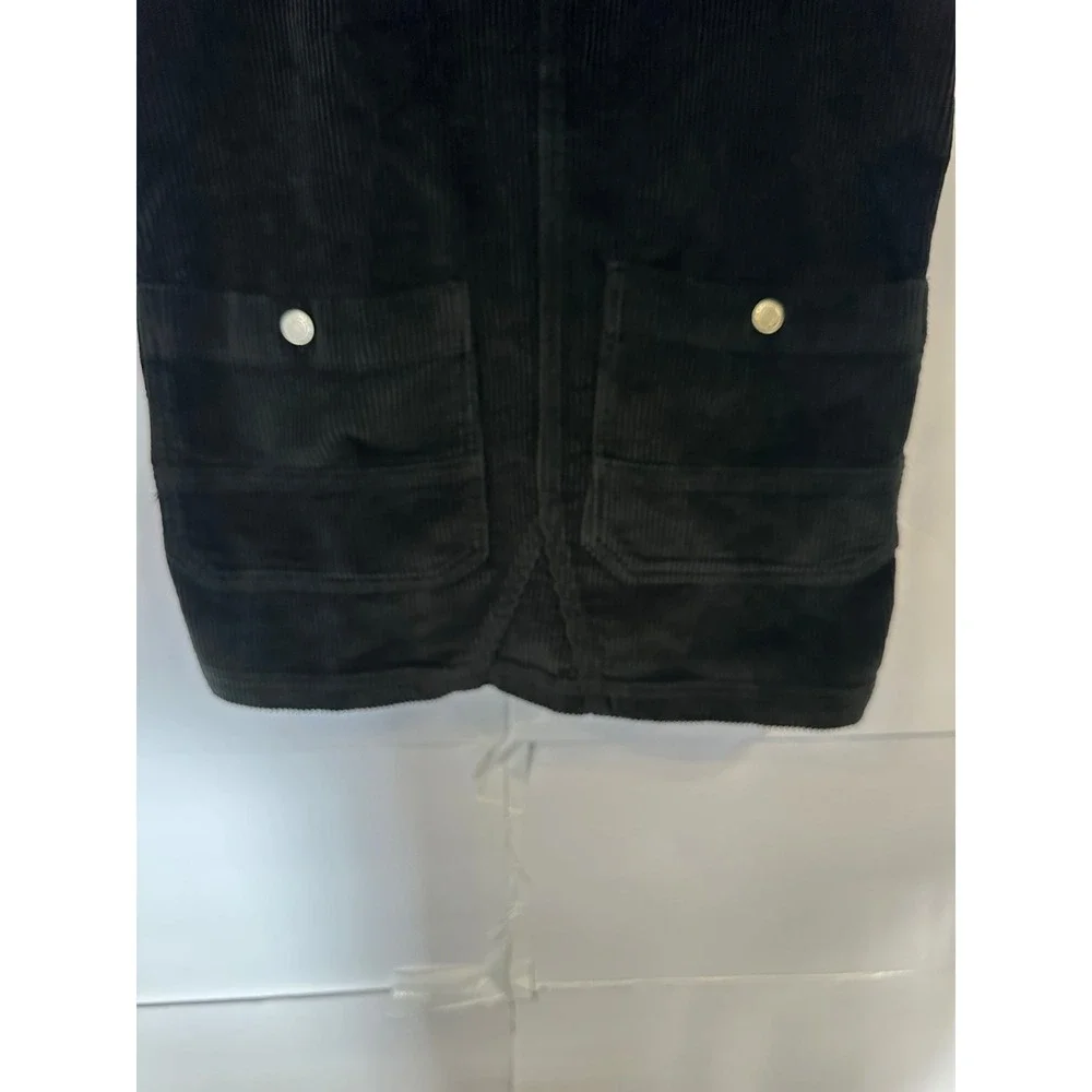 Bohme Corduroy Mini Dress Overalls with Pockets Black XS